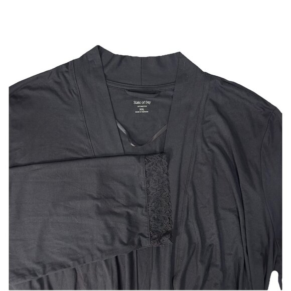 State of Day Macy’s 2pc Sleepwear Modal Bundle XXL Black Long Gown & Robe New - Picture 3 of 10